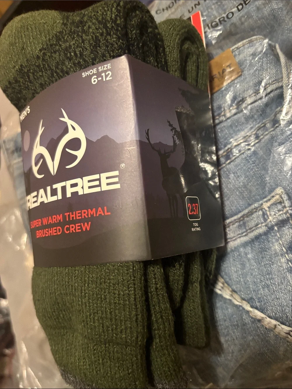 Realtree Olive Green Thermal Brushed Crew Socks